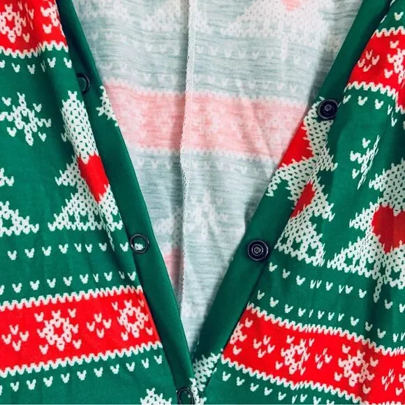 Yandy Green Christmas Tree Romper Pajamas Sleepwear Button Size XL - Picture 7 of 9